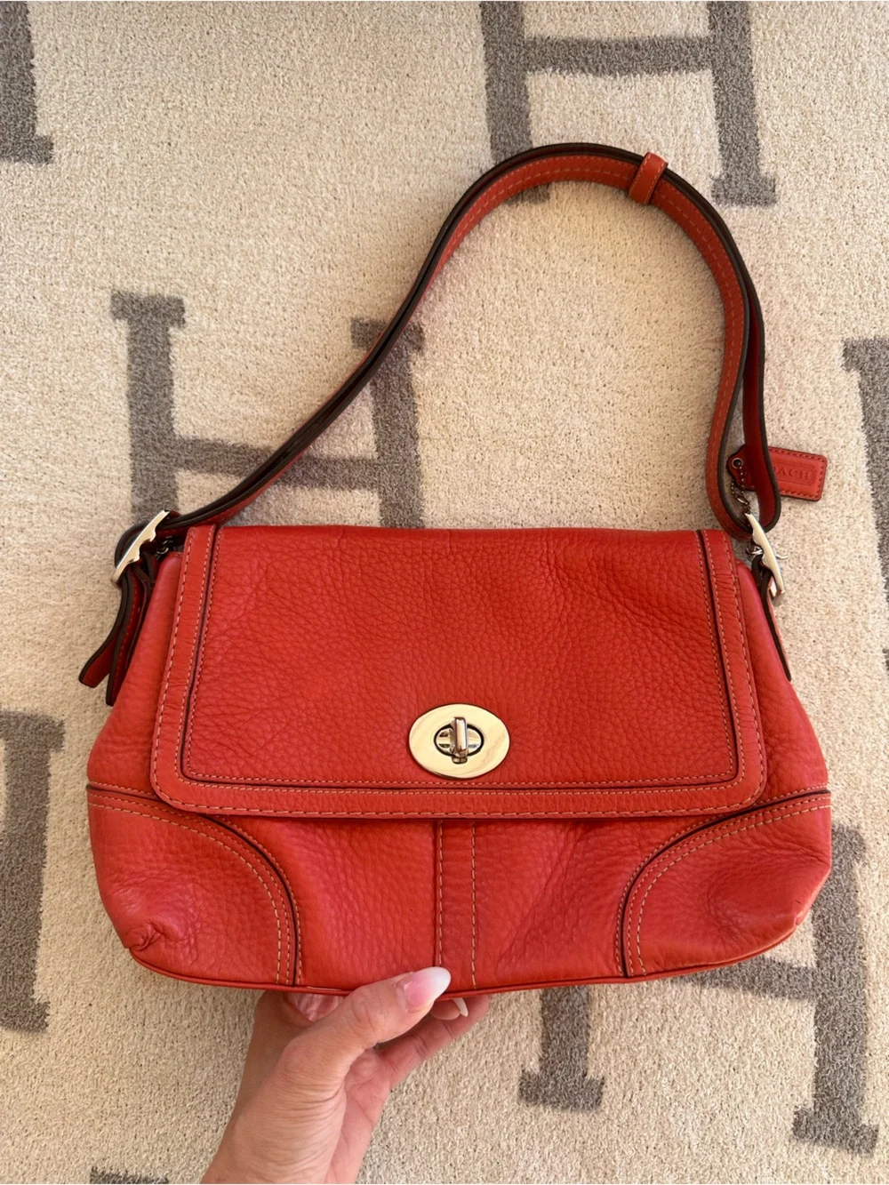 Red Leather Crossbody Shoulder Bag - Classic Turnlock Coach